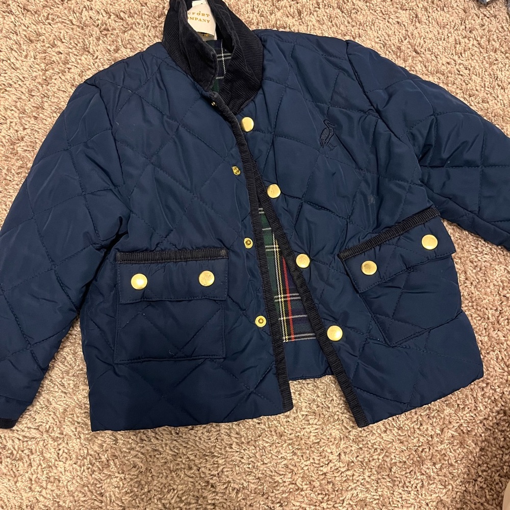 Navy Boys Quilted Jacket with Gold Buttons
